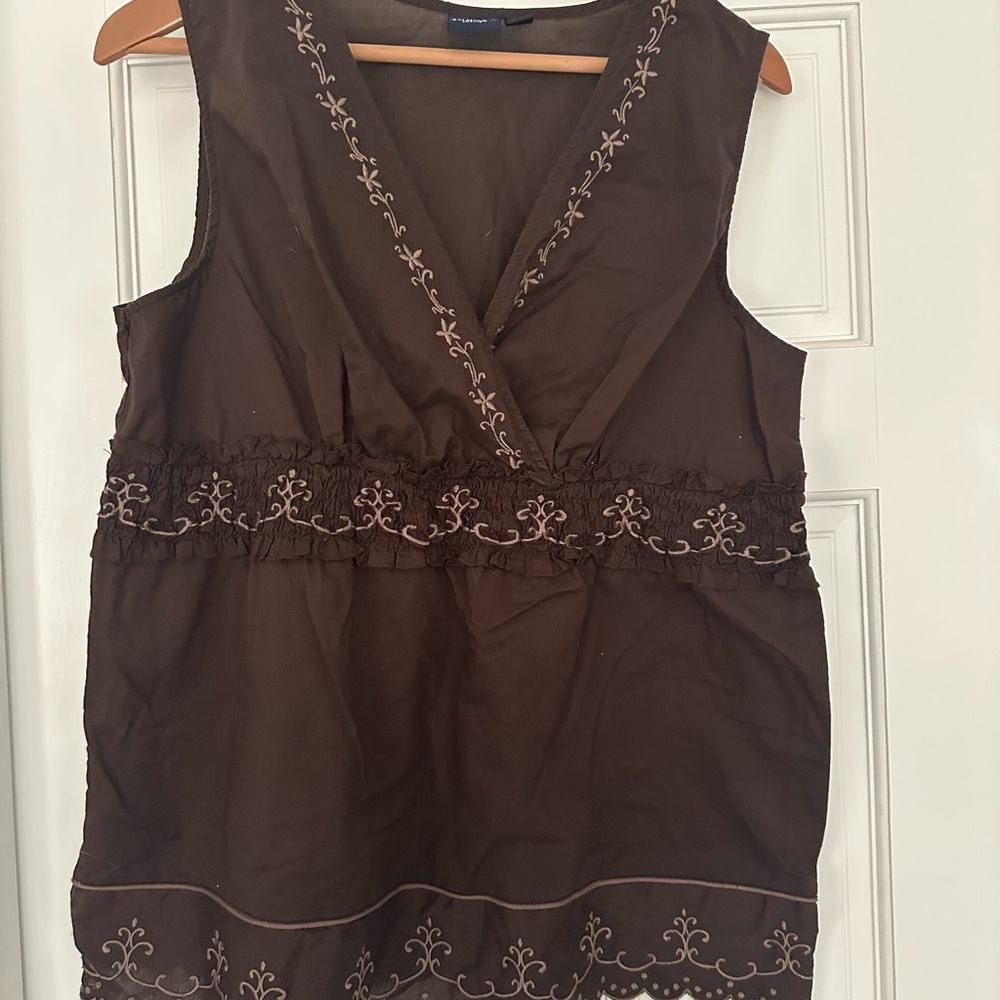 Sonoma Brown Embroidered Tank Top